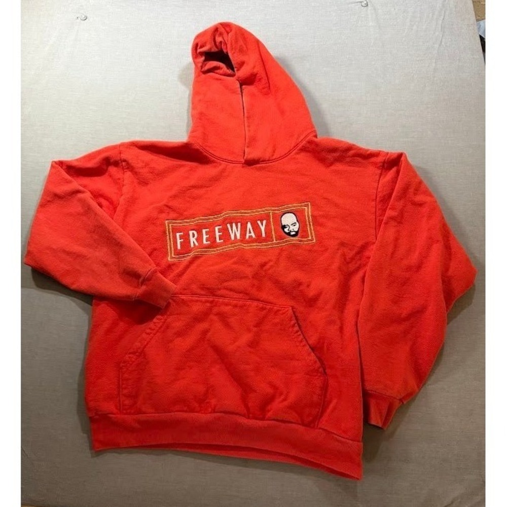 Dime Freeway Hoodie‎ Orange Graphic Embroidered Made in USA Pullover Mens L